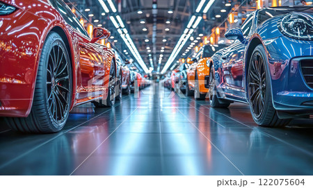 Vibrant lineup of car in various colors with Vibrant lineup of car in various colors with 122075604