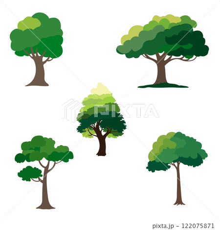 set of vector colored trees set of vector colored trees 122075871
