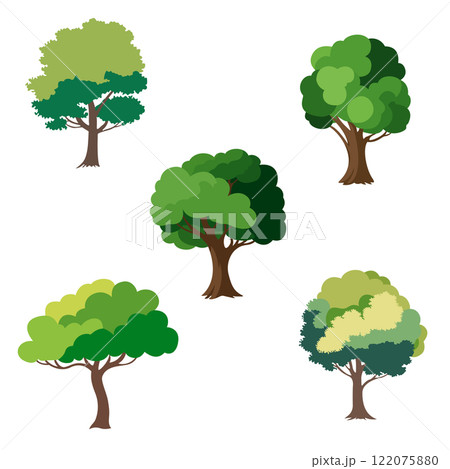 set of vector colored trees 122075880