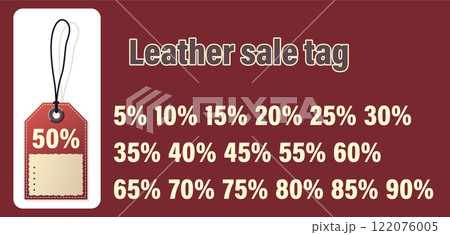 Exciting Discount Sale Tag for Leather Items Featuring a Range of Percentage Discounts Off 122076005