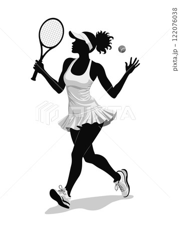 A Dynamic and Energetic Female Tennis Player Displaying Her Skills While in Action 122076038