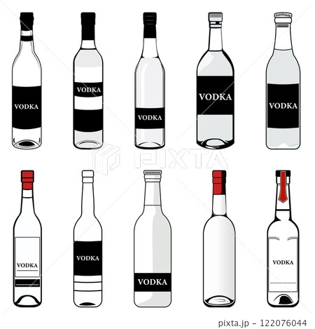 set of vector vodka bottle icons set of vector vodka bottle icons 122076044