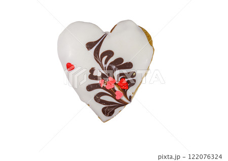 Heart shaped cookie isolated on white background 122076324