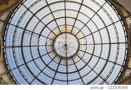 ITALY, MILAN - SEPTEMBER 27, 2014 - Ceiling of galleria Vittorio Emanuele II ITALY, MILAN - SEPTEMBER 27, 2014 - Ceiling of galleria Vittorio Emanuele II 122076368