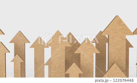 The Wood arrow up on white Background for Business concept 3d Rendering. 122076448