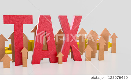 Red tax and arrow up for business concept 3d Rendering. 122076450