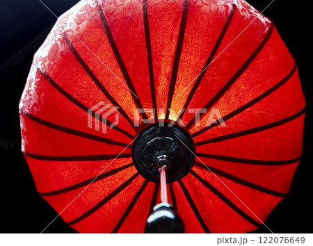 Red Chinese lantern, view from below 122076649