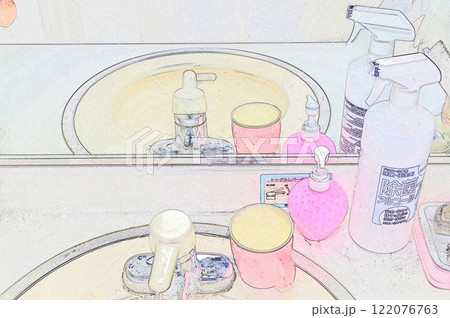 CG画像イラスト洗面台と鏡 122076763