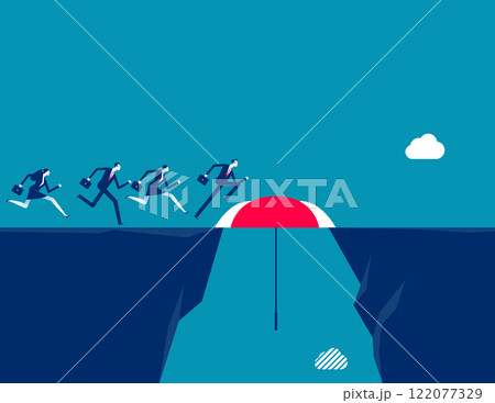 Business bridging the gap with umbrella. Business insurance agent vector flat style Business bridging the gap with umbrella. Business insurance agent vector flat style 122077329