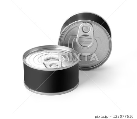 black metal tin cans isolated on white black metal tin cans isolated on white 122077616