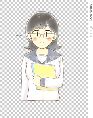 眼鏡をかけてやる気に満ち溢れた女子学生 122078403