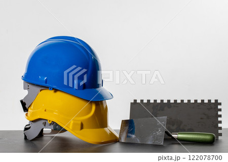 Safety Equipment and Construction Tools Being Showcased on Display for Inspection and Review 122078700