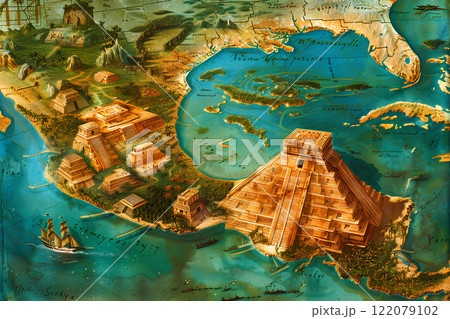 マヤ・アステカ文明の大まかな場所を示す地図 マヤ・アステカ文明の大まかな場所を示す地図 122079102