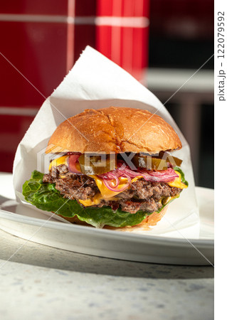 American spicy jalapeno hamburger 122079592