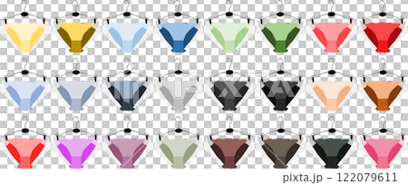 ハンガーに干した下着のグラフィック素材イラストセット ハンガーに干した下着のグラフィック素材イラストセット 122079611