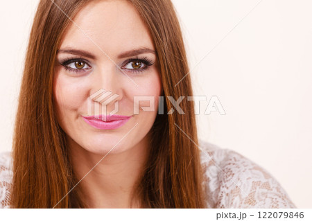 Portrait of happy, positive attractive woman 122079846
