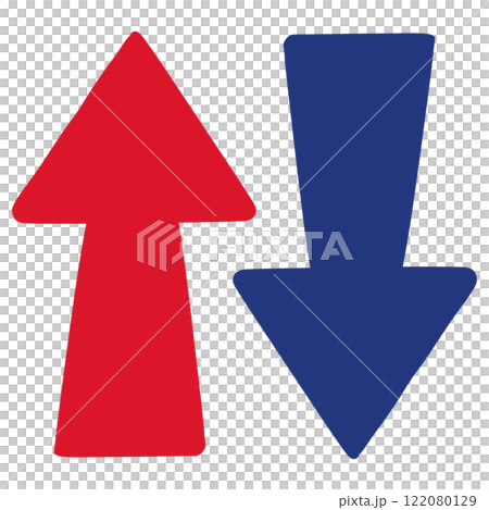 Hand drawn illustration of red and blue arrows Hand drawn illustration of red and blue arrows 122080129