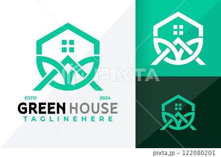 Letter A Green House Logo Icon Vector Design Illustration 122080201