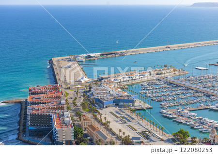 Aerial view of large marina in the mediterranean 122080253