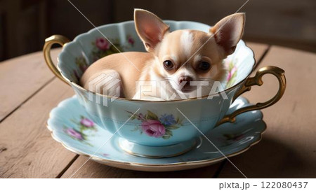 ティーカップに入ったチワワ 122080437