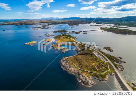 Atlantic Ocean Road aerial photography, Norway. 122080703