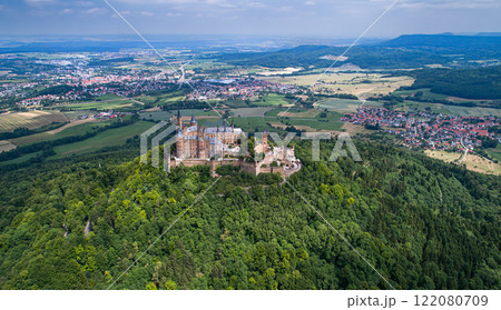 Hohenzollern Castle, Germany, it is located atop Mount Hohenzollern. Hohenzollern Castle, Germany, it is located atop Mount Hohenzollern. 122080709