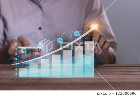 Hand young man with smartphone touch graph financial transaction, Financial transactions Hand young man with smartphone touch graph financial transaction, Financial transactions 122080990