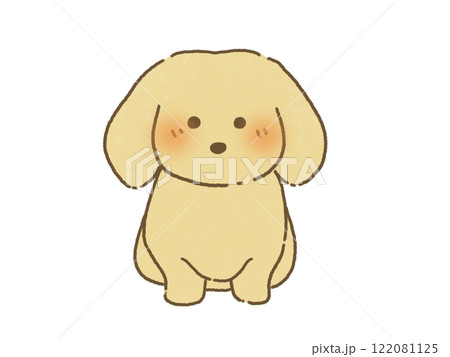 お座りするダックスフンドのイラスト 122081125