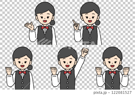 女服務生女姿勢套裝 122081527