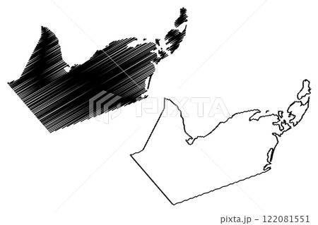 Gloucester County (Canada, New Brunswick Province, North America) map vector illustration, scribble sketch Gloucester map 122081551