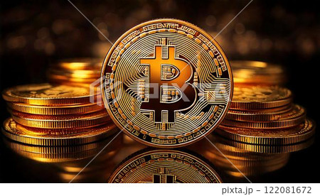 ゴールドに輝くビットコイン（仮想通貨） Generative AI 122081672