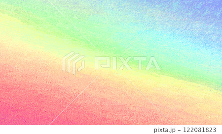 虹模様 レインボー カラフル 色鉛筆柄 グラデーション 16:9 ／背景素材 122081823
