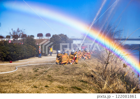 狭山市消防出初式　一斉放水訓練 122081861