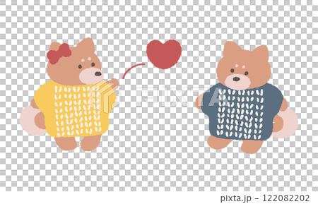 ハートを渡す柴犬のイラスト 122082202