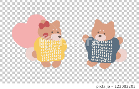 柴犬坐立不安地拿著心形禮物的插圖 柴犬坐立不安地拿著心形禮物的插圖 122082203