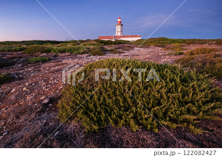 Lighthouse on Cabo Espichel cape Espichel on Atlantic ocean Lighthouse on Cabo Espichel cape Espichel on Atlantic ocean 122082427
