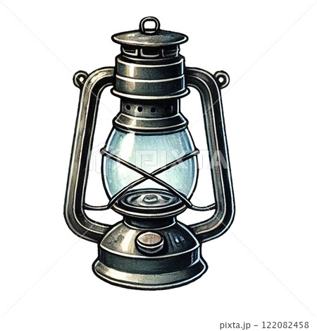 A classic vintage lantern illuminating dark spaces beautifully. Camping cartoon concept 122082458