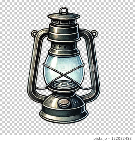 A classic vintage lantern illuminating dark spaces beautifully. Camping cartoon concept 122082458