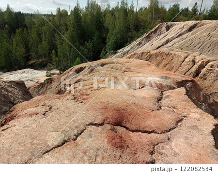 Quarry for the extraction of multi-colored clay in the Ural Mountains 122082534