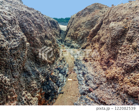 Quarry for the extraction of multi-colored clay in the Ural Mountains 122082539