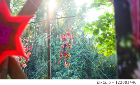 A hanging ornament resembling a spider web from the Karen tribe in Thailand, believed to be a talisman for protection 122083446