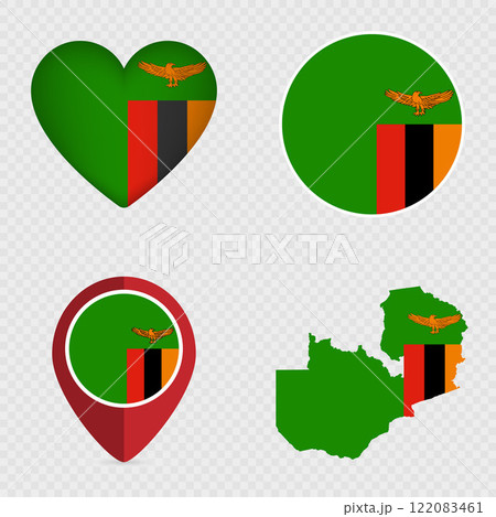 Zambia Flag Icons Pack. Vector illustration. 122083461