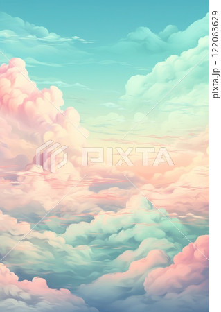 idyllic heaven with purple and pink fluffy colorful clouds, soft and pastel cloudscape with natural light background idyllic heaven with purple and pink fluffy colorful clouds, soft and pastel cloudscape with natural light background 122083629