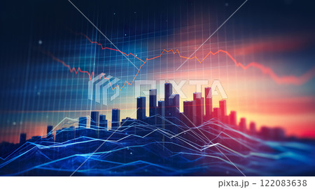 stock and currency market chart, forex exchange graphic, finance and investment colorful background 122083638