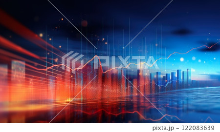 stock and currency market chart, forex exchange graphic, finance and investment colorful background 122083639