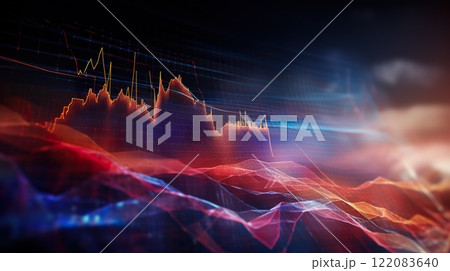 stock and currency market chart, forex exchange graphic, finance and investment colorful background 122083640