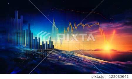 stock and currency market chart, forex exchange graphic, finance and investment colorful background 122083641