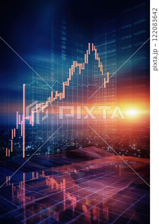 stock and currency market chart, forex exchange graphic, finance and investment colorful background 122083642