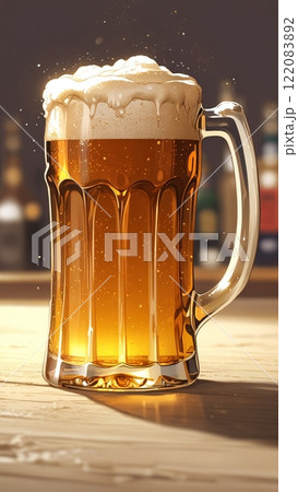 グラスに注がれた生ビール 122083892