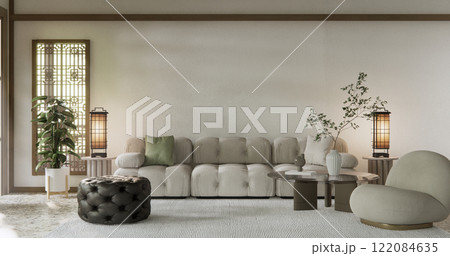 Scene mockup Modern japan sofa armchair minimalist design muji style. 122084635